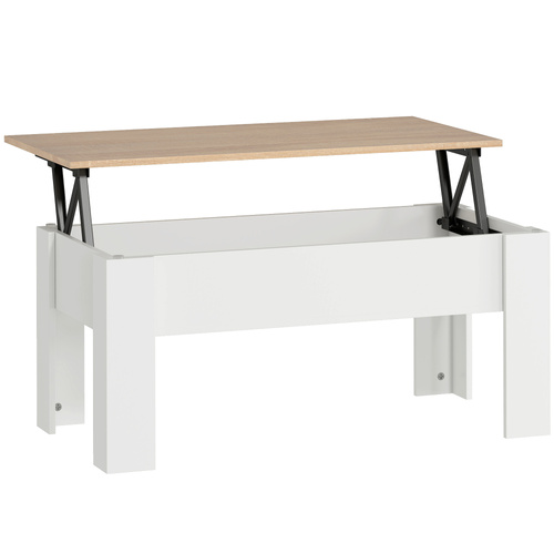 HOMCOM Lift Top Coffee Table with Hidden Storage Compartment, Lift Tabletop Pop-Up Center Table for Living Room