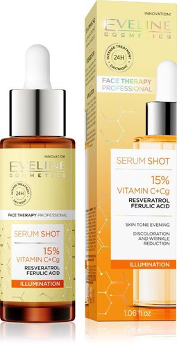 Eveline Serum Shot Kuracja Rozświetlająca 15% Witaminy C+Cg 30ml Best Before 10.12.26