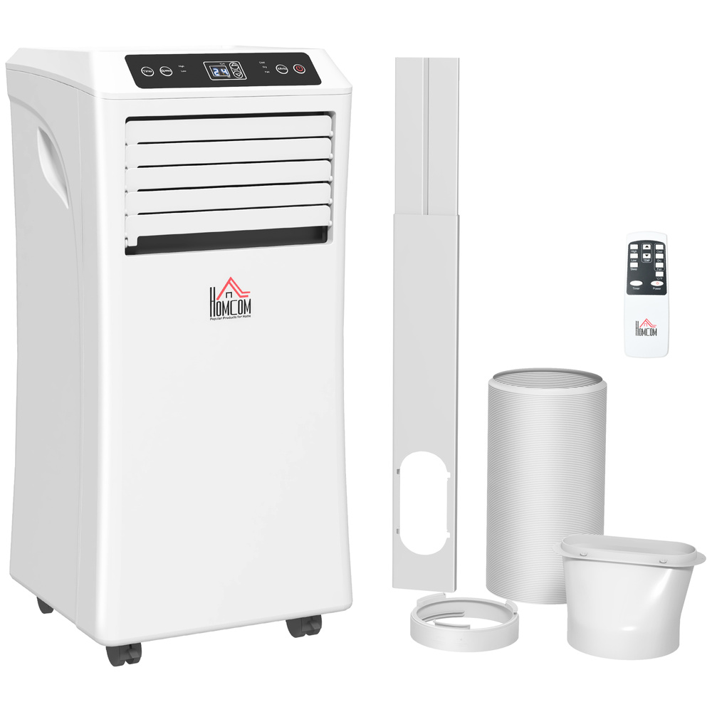 HOMCOM 9000 BTU Air Conditioning Unit, 3-in-1 Portable Air Conditioner, Dehumidifier, Cooling Fan with Remote Control, Digital Display, 2 Speeds, 24H Timer, Window Venting Kit, 28m²