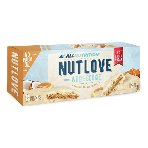 Allnutrition Nutlove White Cookie Karmel Orzech Kokos Ciasteczka Bez Cukru 8 Ciasteczek