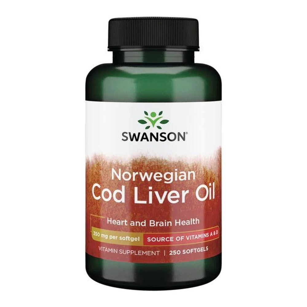 Swanson Cod Liver Oil 350mg Olej z Wątroby Dorsza 250 Kapsułek