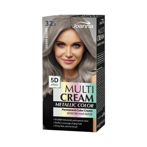 Joanna Multi Cream Color Farba do Włosów z Efektem 5D z Długotrwałym Efektem Nr 32.5 Srebrny Blond 1 Sztuka