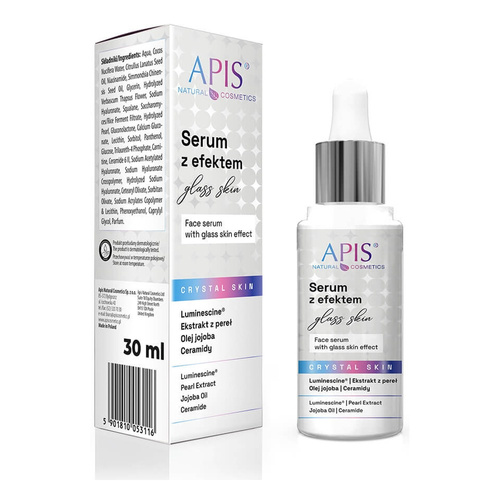 Apis Crystal Skin Serum do Twarzy z Efektem Glass Skin dla Skóry Suchej Matowej 30ml