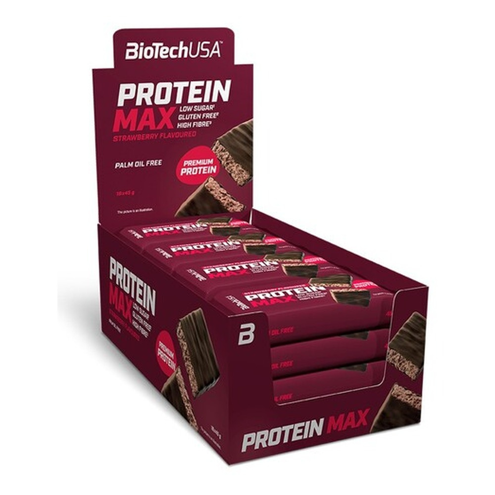BioTechUSA Protein Max Bar, Strawberry 16 x 45g