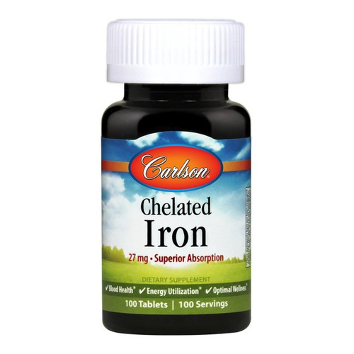 Carlson Labs Chelated Iron 27mg For Blood Health and Energy 100 Tablets