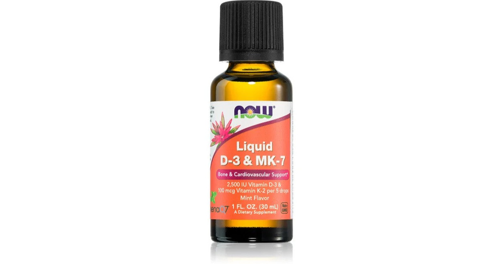 NOW Foods Witamina D3 + K2 Mk7 Wsparcie Kości i Odporności 30ml