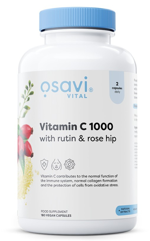 Osavi Vitamin C 1000 with Rutin and Rose Hip for Immune Support 180 Vegan Caps