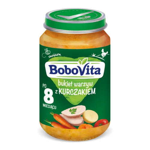 BoboVita Danie Bukiet Warzyw z Kurczakiem dla Niemowląt po 8 Miesiącu 190g