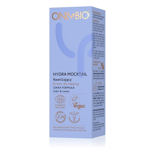 OnlyBio Hydra Mocktail Moisturizing Face Cream Light Formula with Ginger and Levan for Normal and Combination Skin 50ml