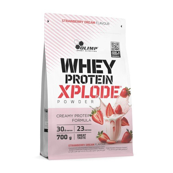 Olimp Nutrition Whey Protein Xplode Strawberry Dream a Protein Supplement for Muscle Mass Growth 700g