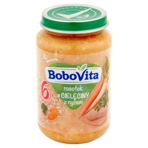BoboVita Danie Rosołek z Cielęciny z Ryżem dla Niemowląt po 6 Miesiącu 190g