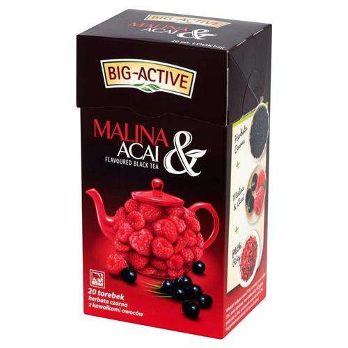 Big-Active Malina & Acai Intensywna Czarna Herbata z Kawałkami Owoców 20x2g