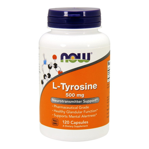 NOW Foods L-Tyrozyna 500 mg Wsparcie Mózgu Energii i Tarczycy 120 Kapsułek