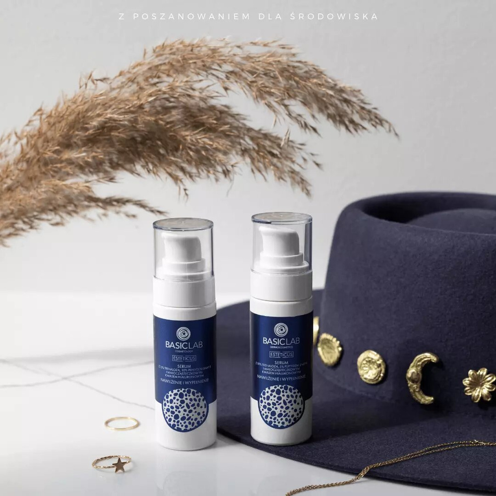 BasicLab Serum z Trehalozą 10% i 5% Peptydem Nawilżenie i Wypełnienie na Dzień i na Noc 30ml