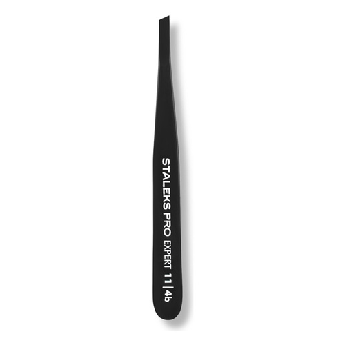Staleks Pro Expert 11 Type 4b Eyebrow Tweezers Narrow Beveled Black