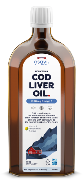 Osavi Norwegian Cod Liver Oil 1000mg Omega 3 with Lemon-Mint Flavour 500ml