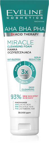 Eveline 3 x Acid Therapy Cleansing Foam for Problematic Skin 140ml