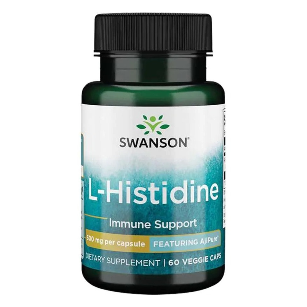 Swanson AjiPure L-Histidine 500mg Wsparcie Odporności Histydyna 60 Kapsułek