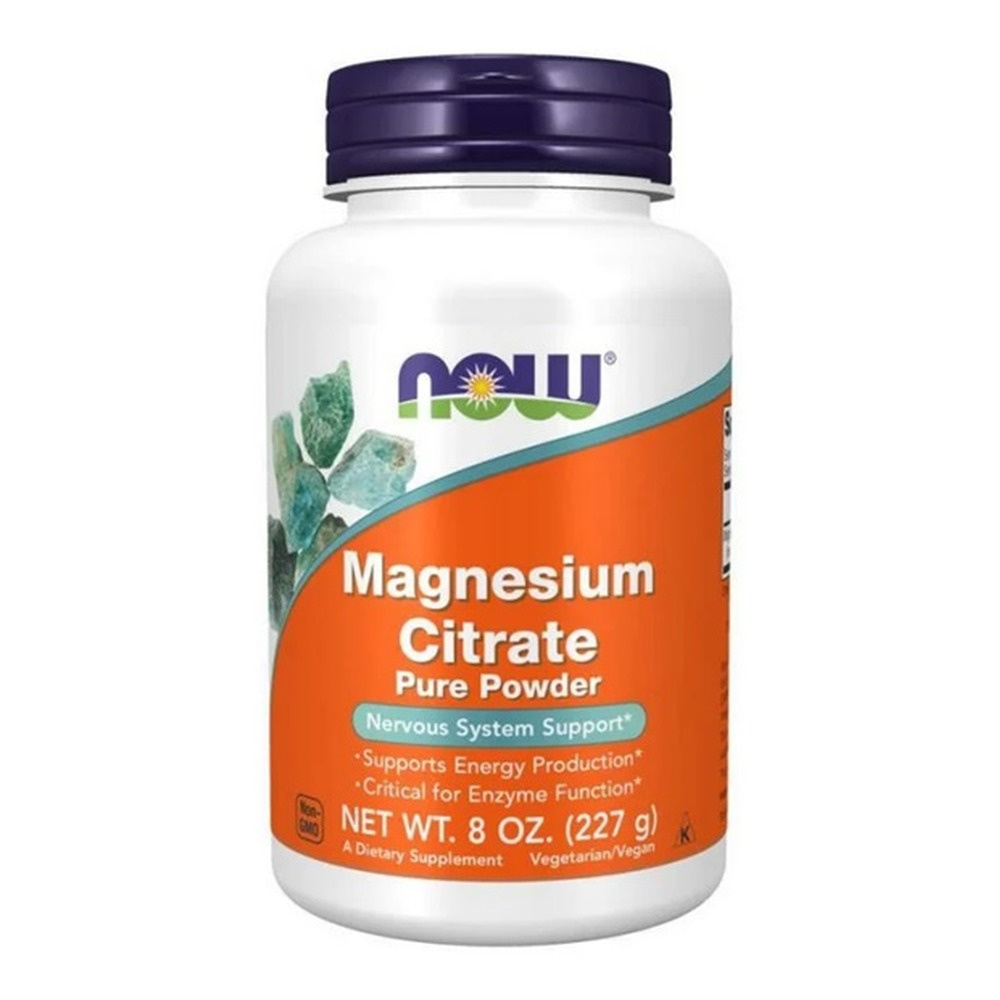 Now Foods Magnesium Citrate Powder Czysty Proszek Magnezowy dla Energii i Metabolizmu 227g