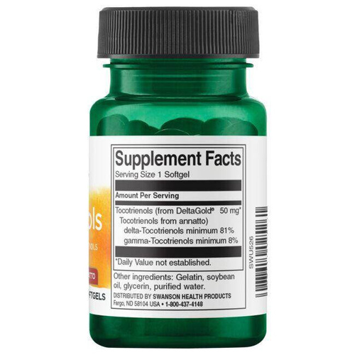 Swanson Tocotrienols 50 mg Wspomaga Obniżenie Złego Cholesterolu we Krwi 60 Kapsułek