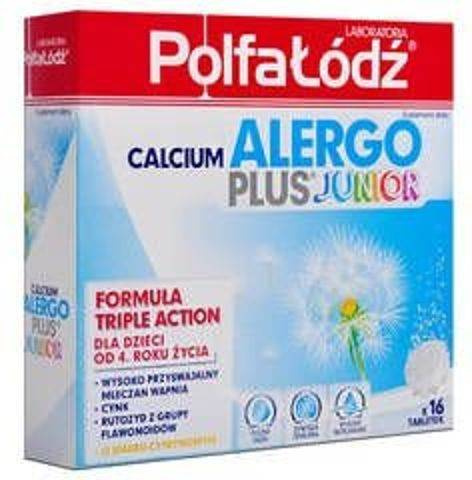 Calcium Alergo Plus dla dzieci powyżej 4 lat smak cytrynowy 16 tabletek musujących