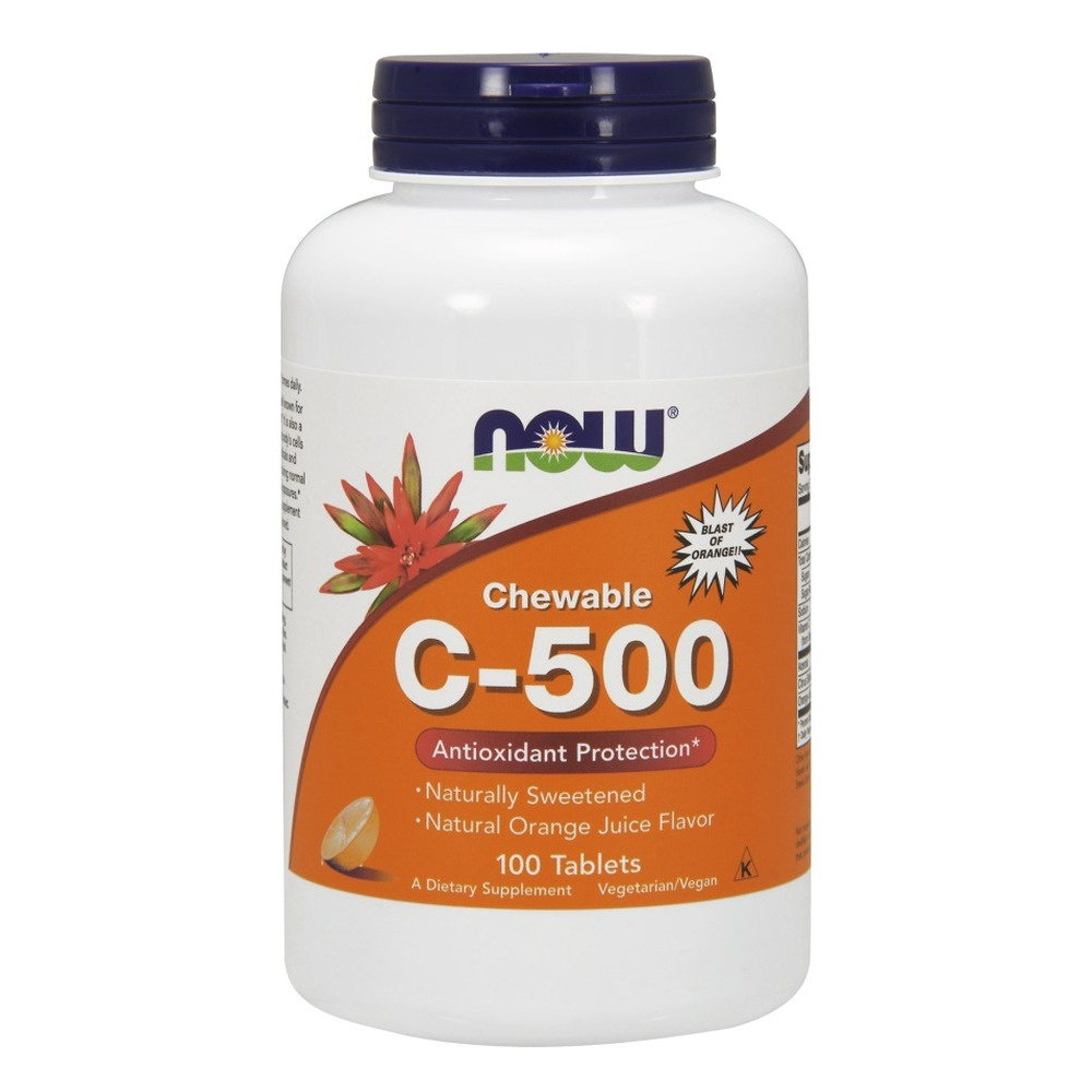 NOW Foods Vitamin C 500 Chewable Orange for Antioxidant Support 100 Tabs
