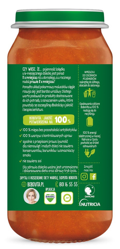 BoboVita Pasta z Pomidorami Szynką i Papryką dla Dzieci po 15. Miesiącu Życia 250g