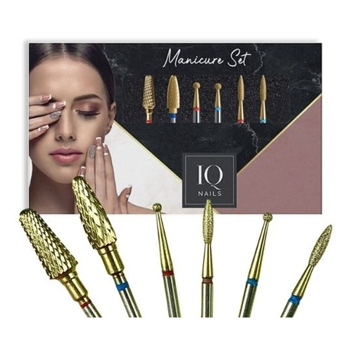 IQ Nails Gold Drill Bit Set Maxi Mani 17 6pcs