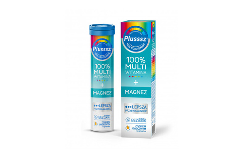 Plusssz 100% Multivitamin + Magnesium Effervescent Tablets with Mango Orange Flavor 20pcs Best Before 28.11.26