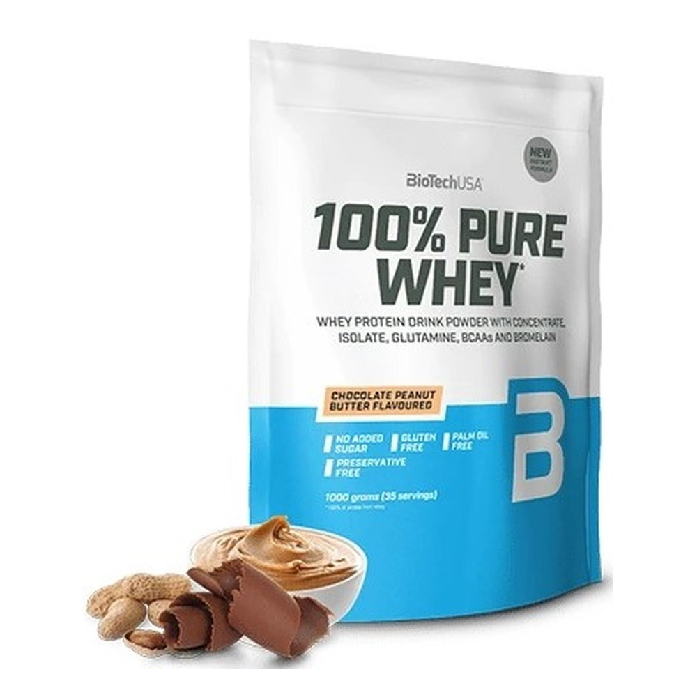 BioTechUSA 100% Pure Whey Odżywka Białkowa Czekolada Masło Orzechowe Na Wsparcie Mięśni 1000g