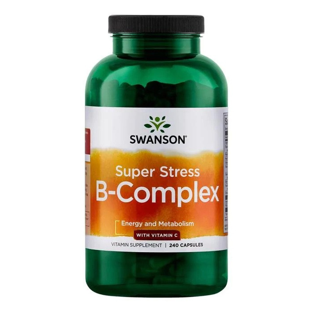 Swanson Super Stress Kompleks Witamina B z Formułą Antystresową z Witaminą C 240 Kapsułek