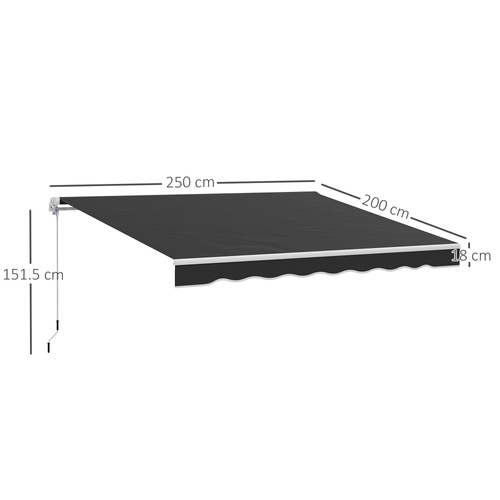 Outsunny Garden Retractable Awning - Black