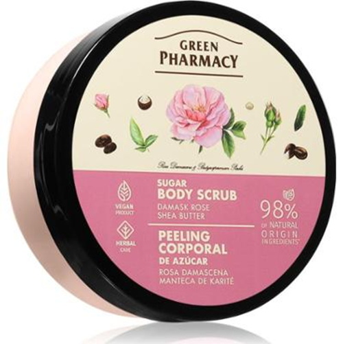 Green Pharmacy Cukrowy Peeling do Ciała Róża Damasceńska i Masło Shea 200ml