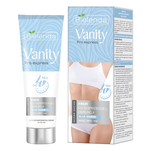 Bielenda Vanity Pro Express Cream for Express Depilation Dry Skin Bikini Armpits Legs with Blue Agava 75ml