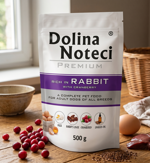 Dolina Noteci Premium Mokra Karma z Królikiem i Żurawiną dla Dorosłych Psów Wszystkich Ras 500g