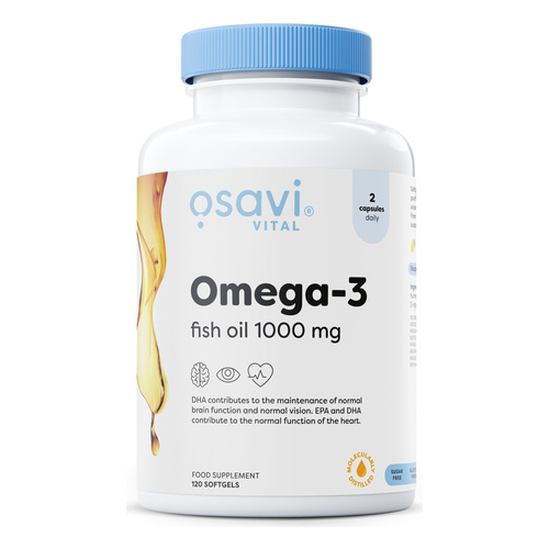 Osavi Omega-3 Fish Oil Molecularly Distilled 1000mg for Heart and Brain Health 120 Softgels