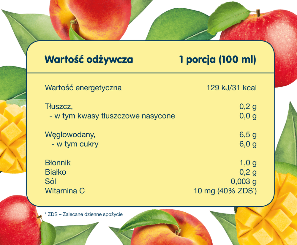 Bobo Frut Nektar Owocowy Jabłko Mango Brzoskwinia dla Niemowląt po 12. Miesiącu 300ml