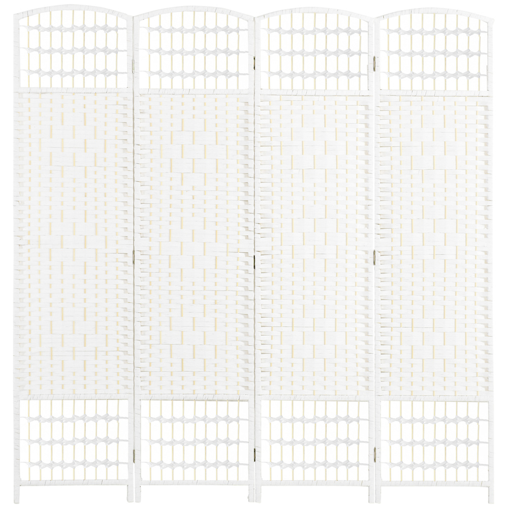 HOMCOM 4 Panel Folding Room Divider, Privacy Screen, Freestanding Paravent Partition Separator for Living Room, Bedroom and Office, 160 x 170cm, White