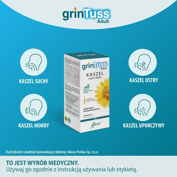 GrinTuss Adult Syrop na Kaszel Suchy i Mokry 128g