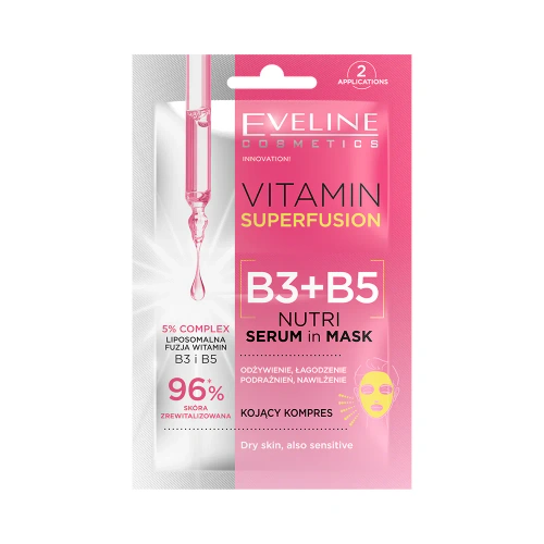 Eveline Nutri Serum in Mask Vitamin Superfusion B3+B5 Odżywcza Maseczka-Serum dla Skóry Suchej i Wrażliwej 2x5ml