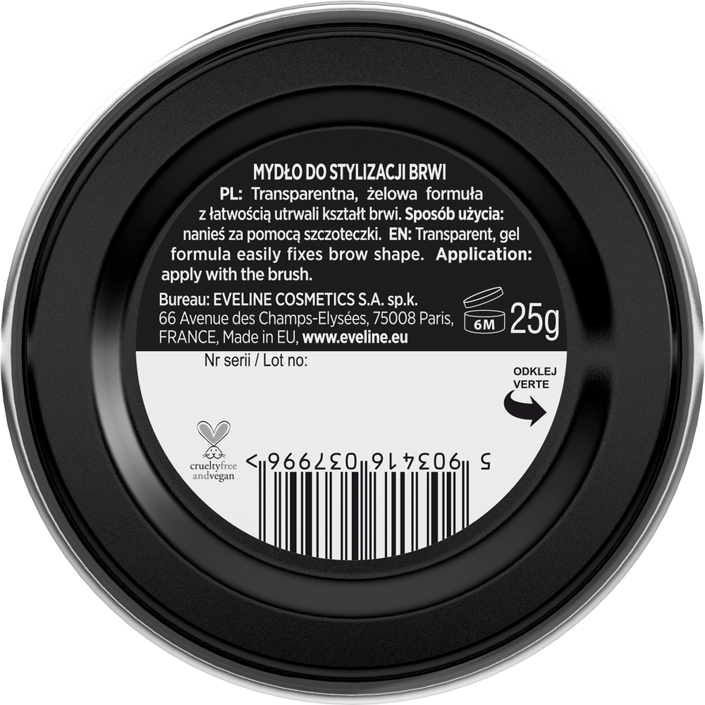 Eveline Brow & Go Gel Soap for Styling Eyebrows Natural Effect Vegan 25g