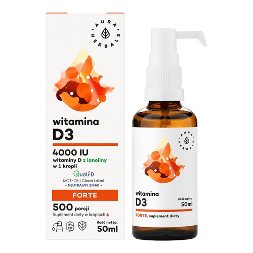 AURA HERBALS Witamina D3 Forte 4000 IU na Oleju MCT Krople 50ml