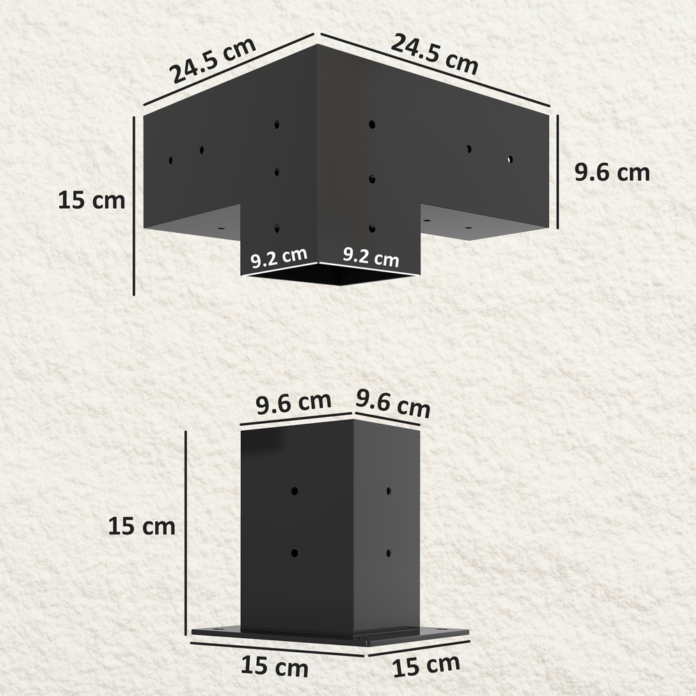 Outsunny Pergola Kit, DIY Pergola Brackets with 3-Way Pergola Corner Brackets and Post Base for 4" x 4" (Actual 3.6" x 3.6") Lumber, 8 PCS Includes Screws