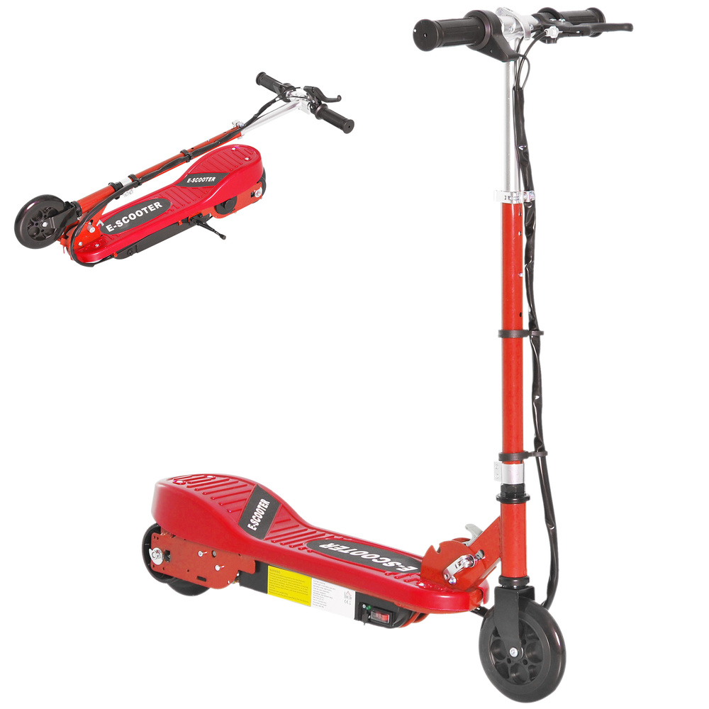 HOMCOM Folding Electric Scooter Rechargeable Kids Ride on 7-14 Age Red/Black