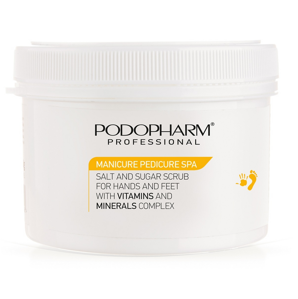 Podopharm Professional Salt and Sugar Scrub For Hands and Feet with Vitamins and Minerals 600g