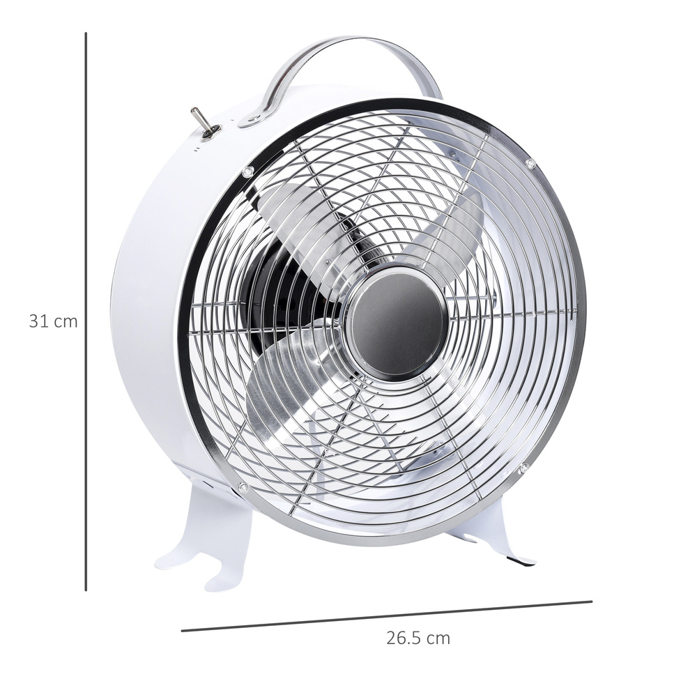 HOMCOM 10" 2-Speed Electric Table Desk Fan w/ Safety Guard Anti-Slip Feet Portable Personal Cooling Fan Home Office Bedroom White