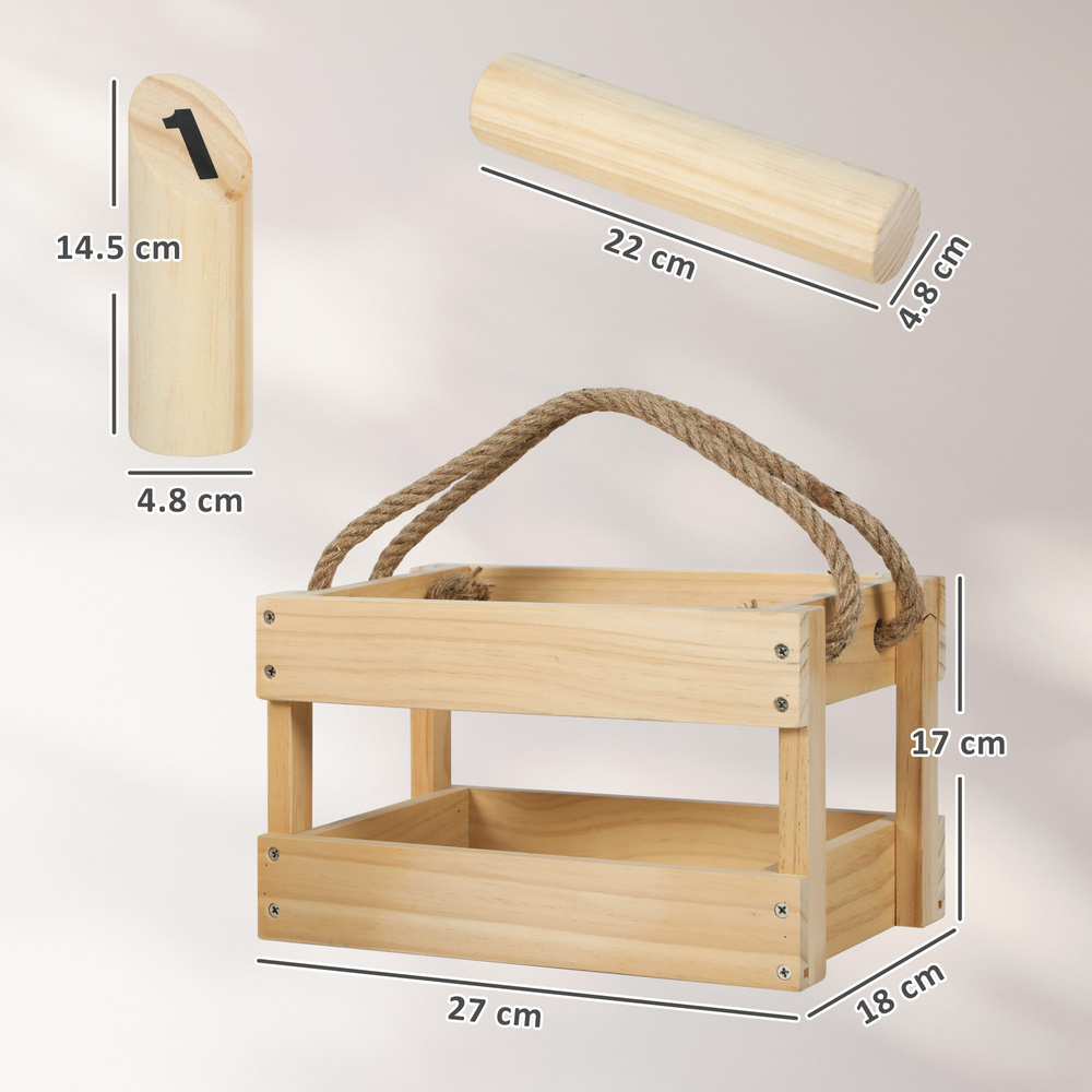 SPORTNOW Molkky Game, Wooden Skittles Throwing Game with 12 Skittles, 1 Throwing Pin and Carrying Box, Outdoor Games for Adults, Garden, Picnic, Beach, Party