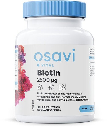 Osavi Biotyna 2500mcg na Włosy, Skórę i Paznokcie 120 Wegańskich Kapsułek