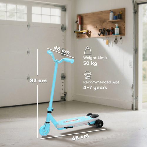 AIYAPLAY Electric Scooter for Kids Aged 4-7 Years, with Flashing LED Lights, Rear Auxiliary Wheels, Blue