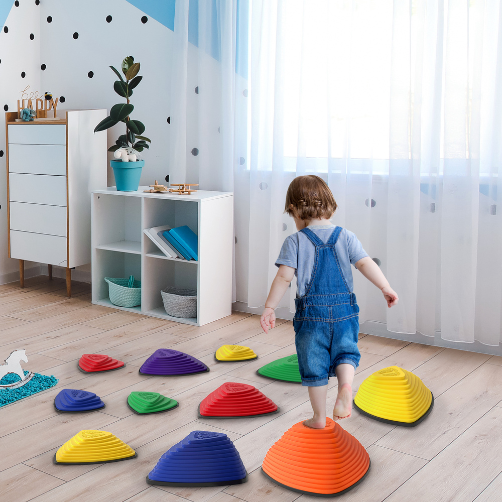 AIYAPLAY 11-Piece Stepping Stones for Kids, Stackable Sensory Toys Outdoor Indoor, Obstacle Course for Balance and Motor Skills